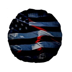 Grunge American Flag Standard 15  Premium Flano Round Cushions by Vaneshart