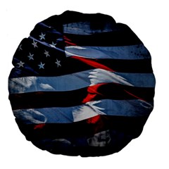 Grunge American Flag Large 18  Premium Flano Round Cushions by Vaneshart