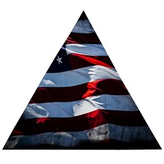 Grunge American Flag Wooden Puzzle Triangle by Vaneshart