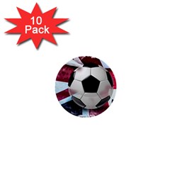 Soccer Ball With Great Britain Flag 1  Mini Buttons (10 Pack)  by Vaneshart