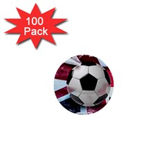 Soccer Ball With Great Britain Flag 1  Mini Buttons (100 Pack)  by Vaneshart