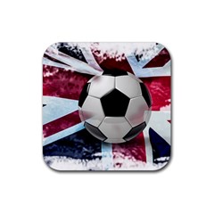 Soccer Ball With Great Britain Flag Rubber Coaster (square)  by Vaneshart