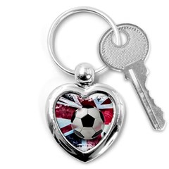 Soccer Ball With Great Britain Flag Key Chain (heart) by Vaneshart