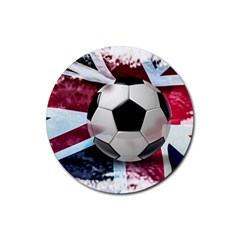 Soccer Ball With Great Britain Flag Rubber Coaster (round)  by Vaneshart