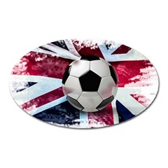 Soccer Ball With Great Britain Flag Oval Magnet by Vaneshart