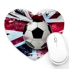 Soccer Ball With Great Britain Flag Heart Mousepads by Vaneshart