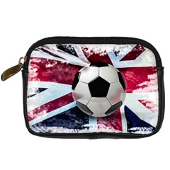 Soccer Ball With Great Britain Flag Digital Camera Leather Case by Vaneshart