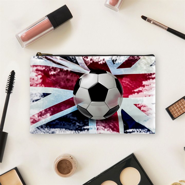 Soccer Ball With Great Britain Flag Cosmetic Bag (Medium)