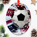 Soccer Ball With Great Britain Flag Oval Filigree Ornament (Two Sides) Front