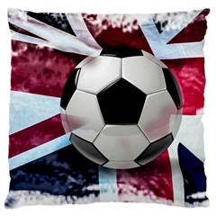 Soccer Ball With Great Britain Flag Large Cushion Case (one Side) by Vaneshart