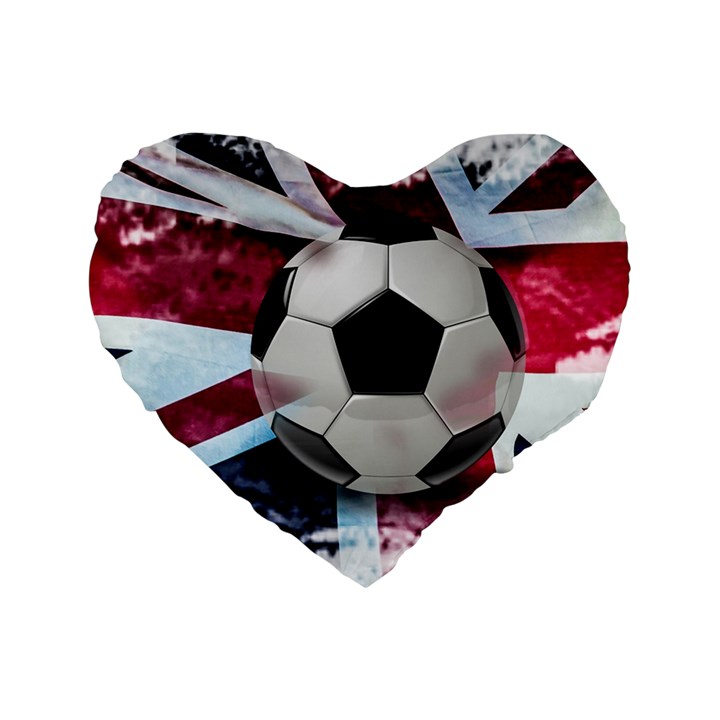 Soccer Ball With Great Britain Flag Standard 16  Premium Heart Shape Cushions