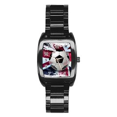 Soccer Ball With Great Britain Flag Stainless Steel Barrel Watch by Vaneshart