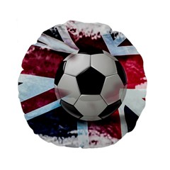 Soccer Ball With Great Britain Flag Standard 15  Premium Flano Round Cushions by Vaneshart