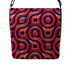 Pattern Curve Design Flap Closure Messenger Bag (l) by Vaneshart