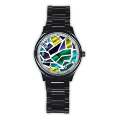 Mosaic Shapes Stainless Steel Round Watch by Vaneshart