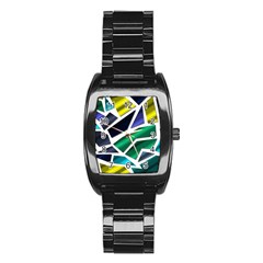 Mosaic Shapes Stainless Steel Barrel Watch by Vaneshart