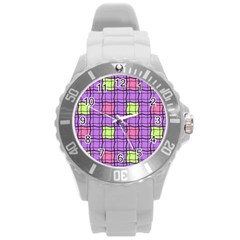 Background Pattern Seamless Round Plastic Sport Watch (l) by Vaneshart