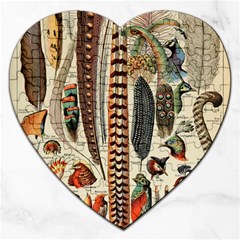 Feathers Birds Vintage Art Jigsaw Puzzle (heart) by Vaneshart