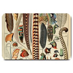 Feathers Birds Vintage Art Large Doormat  by Vaneshart