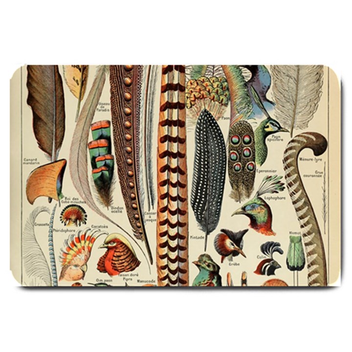 Feathers Birds Vintage Art Large Doormat 