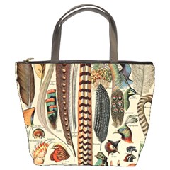 Feathers Birds Vintage Art Bucket Bag by Vaneshart