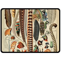 Feathers Birds Vintage Art Fleece Blanket (large)  by Vaneshart