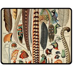 Feathers Birds Vintage Art Fleece Blanket (medium)  by Vaneshart