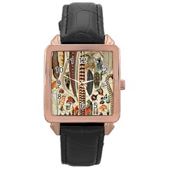 Feathers Birds Vintage Art Rose Gold Leather Watch  by Vaneshart