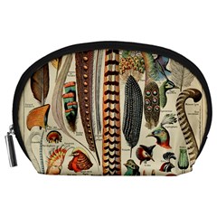 Feathers Birds Vintage Art Accessory Pouch (large) by Vaneshart