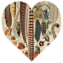 Feathers Birds Vintage Art Wooden Puzzle Heart