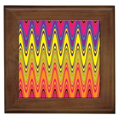 Retro Colorful Waves Background Framed Tile by Vaneshart