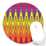 Retro Colorful Waves Background Round Mousepads Front