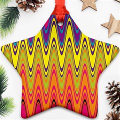 Retro Colorful Waves Background Ornament (star) by Vaneshart