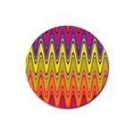 Retro Colorful Waves Background Rubber Coaster (Round)  Front