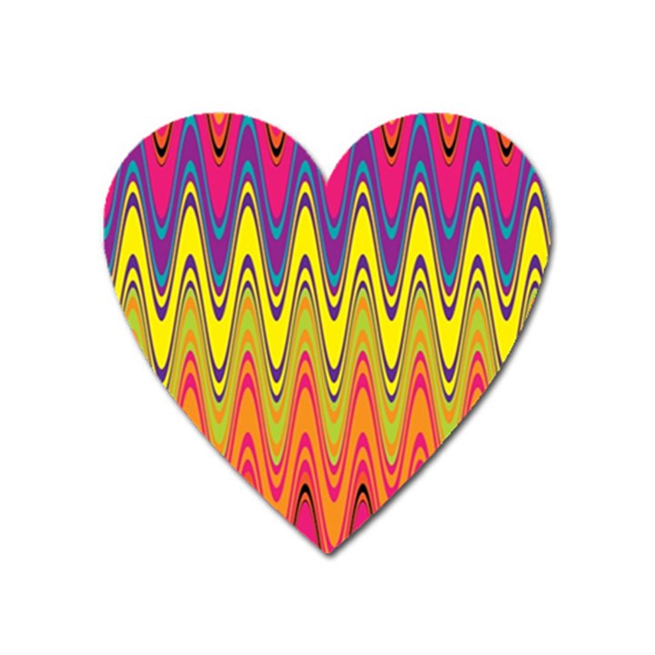 Retro Colorful Waves Background Heart Magnet