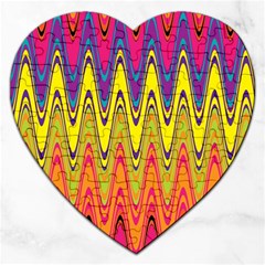 Retro Colorful Waves Background Jigsaw Puzzle (heart) by Vaneshart