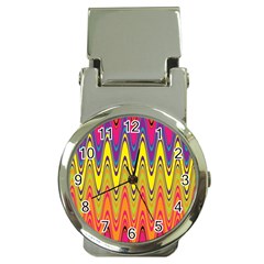 Retro Colorful Waves Background Money Clip Watches by Vaneshart