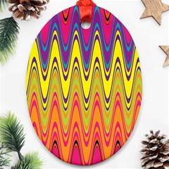 Retro Colorful Waves Background Oval Ornament (two Sides)