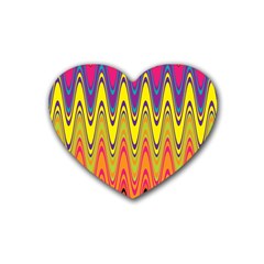 Retro Colorful Waves Background Rubber Coaster (heart)  by Vaneshart