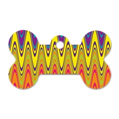 Retro Colorful Waves Background Dog Tag Bone (one Side) by Vaneshart