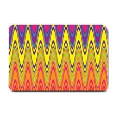 Retro Colorful Waves Background Small Doormat  by Vaneshart