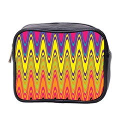 Retro Colorful Waves Background Mini Toiletries Bag (two Sides) by Vaneshart