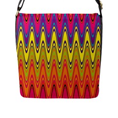 Retro Colorful Waves Background Flap Closure Messenger Bag (l) by Vaneshart