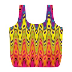 Retro Colorful Waves Background Full Print Recycle Bag (l) by Vaneshart