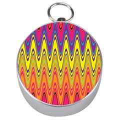 Retro Colorful Waves Background Silver Compasses by Vaneshart