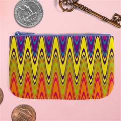 Retro Colorful Waves Background Large Coin Purse by Vaneshart