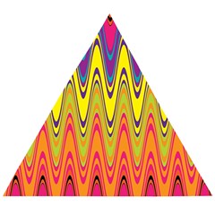 Retro Colorful Waves Background Wooden Puzzle Triangle