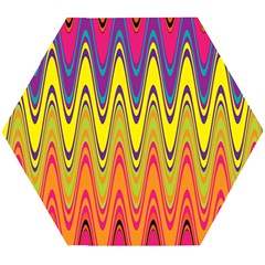 Retro Colorful Waves Background Wooden Puzzle Hexagon by Vaneshart