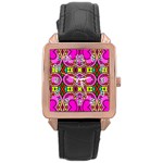 Abstract Background Pattern Rose Gold Leather Watch  Front