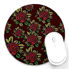 Flower Seamless Tile Background Round Mousepads by Vaneshart